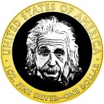 USA ALBERT EINSTEIN series WE CHANGED THE WORLD American Silver Eagle 2020 Walking Liberty $1 Silver coin Gold plated 1 oz